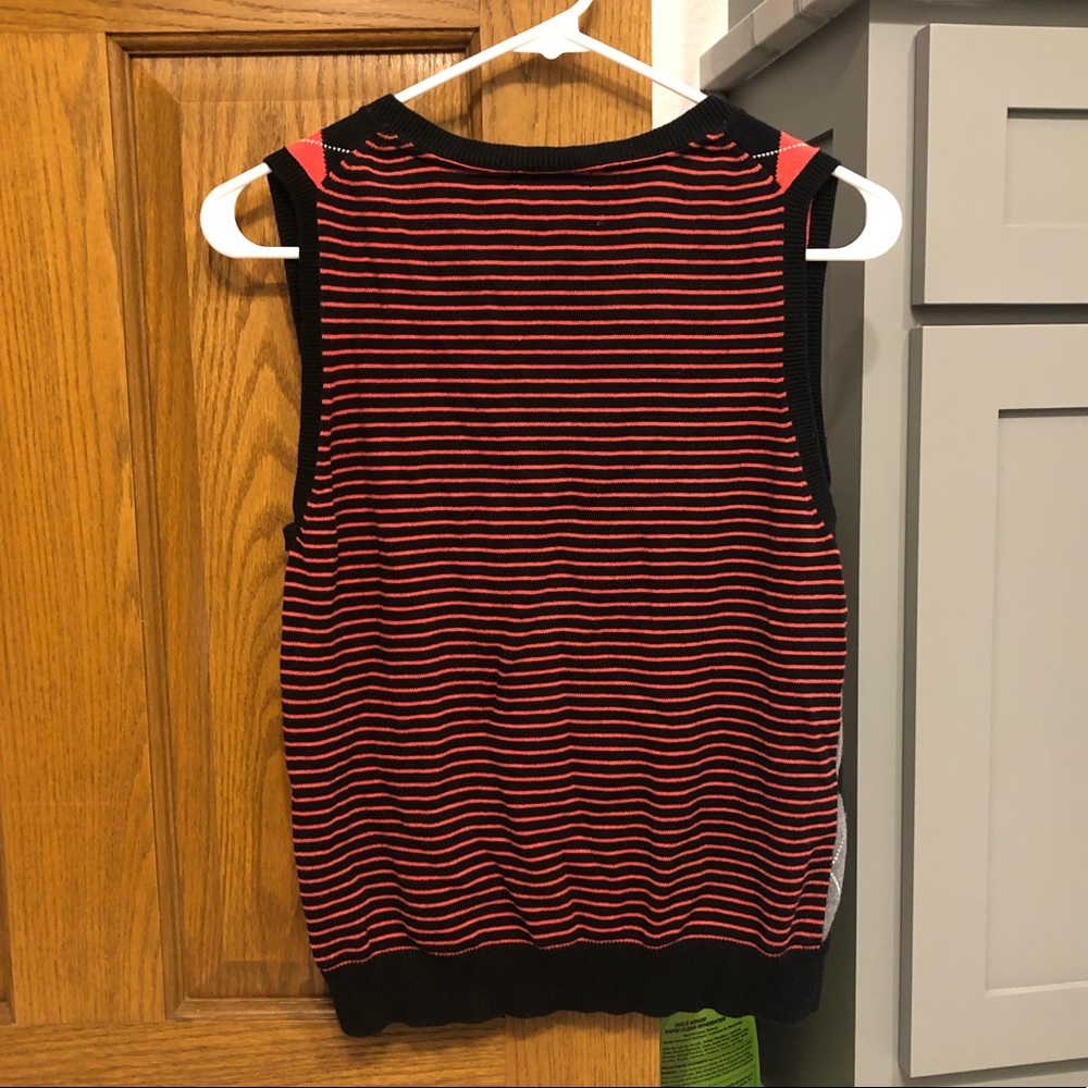 TommyHilfigerSweaterVestCoralBlackMediumChevron - Picture 2 of 4